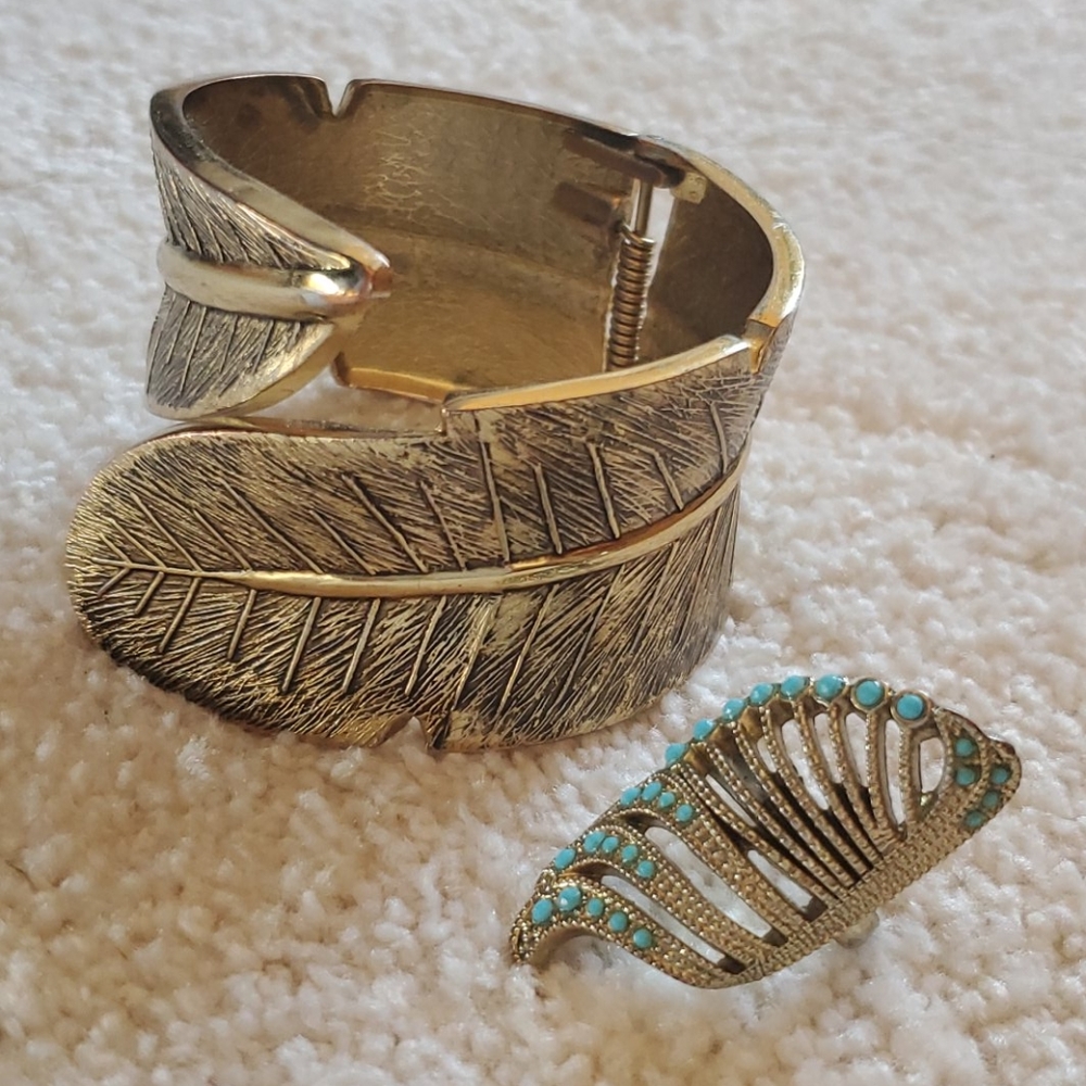 Gold bracelet and ring